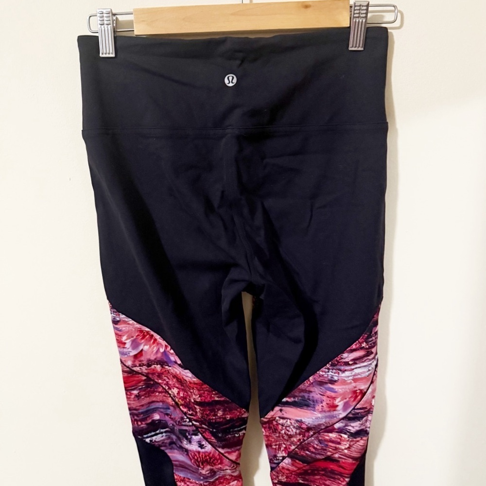 Lululemon Pink Black Womens Leggings Size 8 Activewear Running Gym Athleisure - Picture 4 of 6